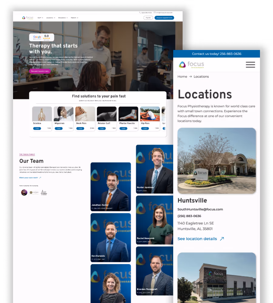 Focus Physiotherapy healthcare website design