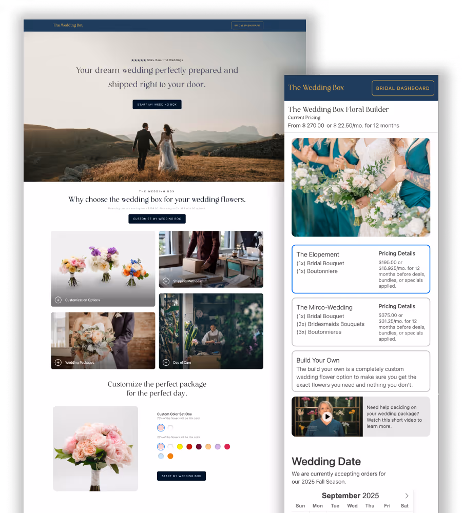 The Wedding Box direct-to-consumer website design